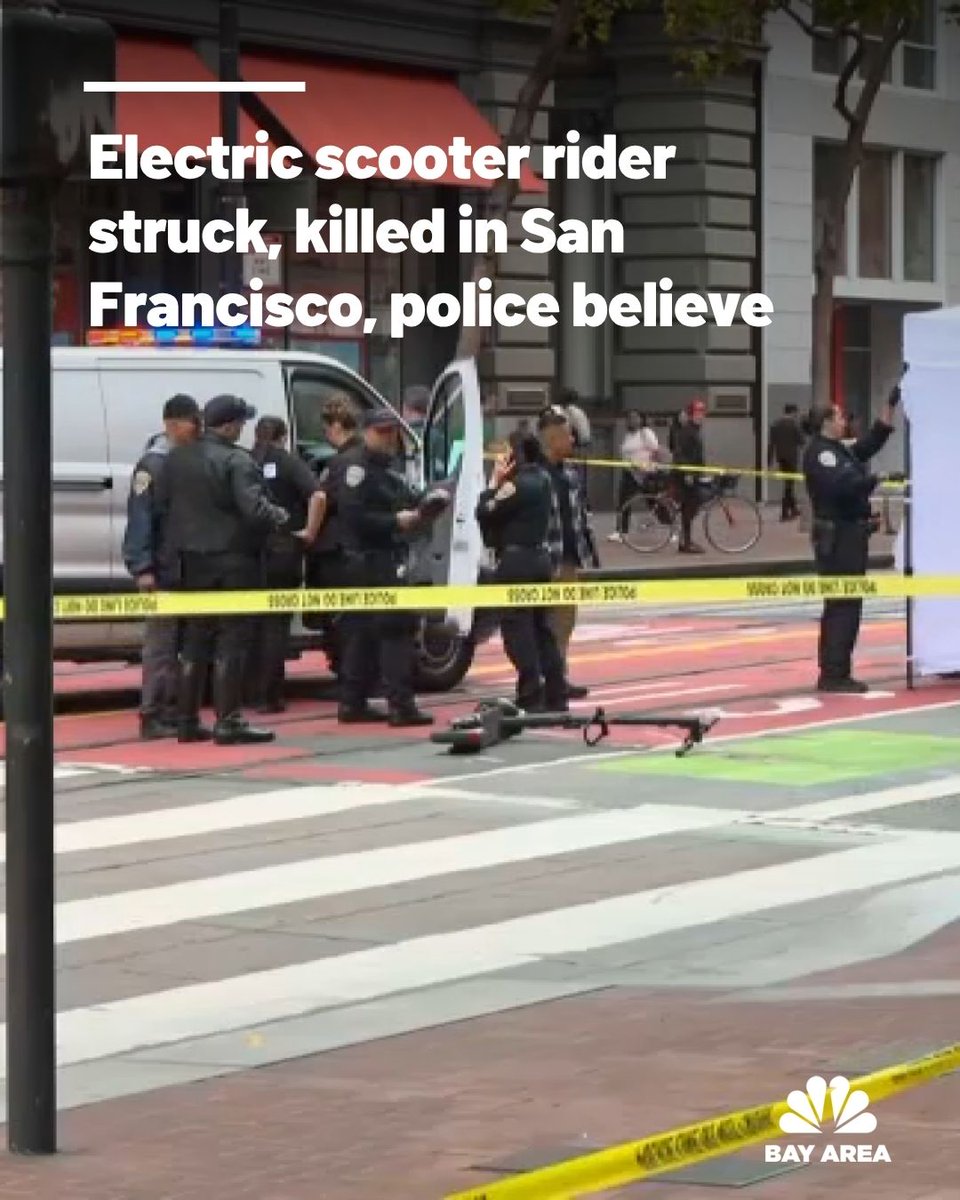 A person on a stand-up electric scooter died after they were struck by the driver of a commercial truck in San Francisco, police believe