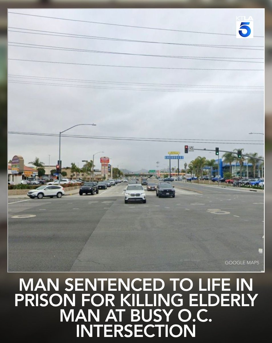 A 39-year-old man was sentenced to life in prison for killing an elderly man at a busy intersection during a violent confrontation in Orange County.