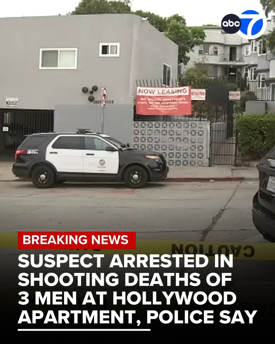 An arrest has been made in the shooting deaths of three men at an apartment in Hollywood, police confirmed Wednesday