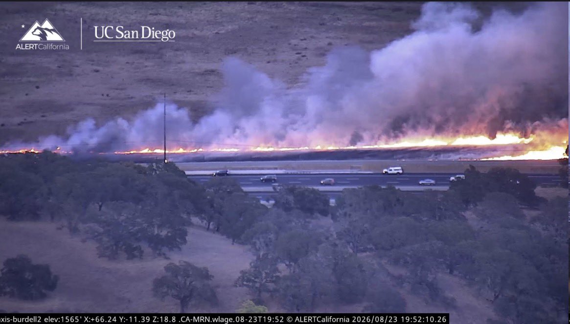 PetalumaFire : Forward progress of the fire has been stopped. Crews will remain on scene for another couple hours as they continue to mop up hot spots and strengthen established control lines. Firefighters from Marin County Fire, the Novato Fire Protection District, Gold[VEGETATION FIRE] PetalumaFire Location: Near Highway 101 and San Antonio Rd, San Antonio (Sonoma County) 