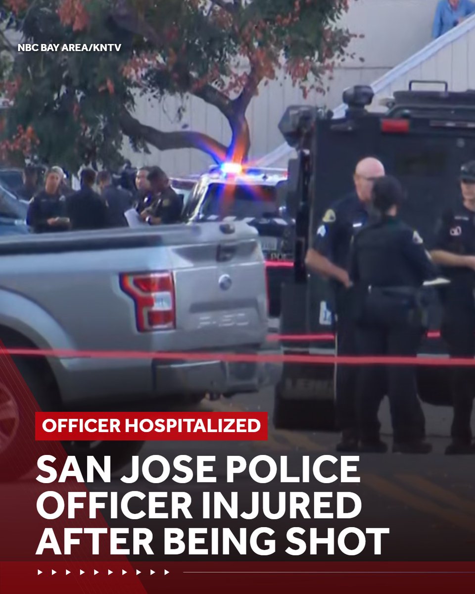 A San Jose police officer is in the hospital after being shot south of the city's downtown area, the police department said. The injured officer was taken to a San Jose-area hospital, but their condition is unknown.