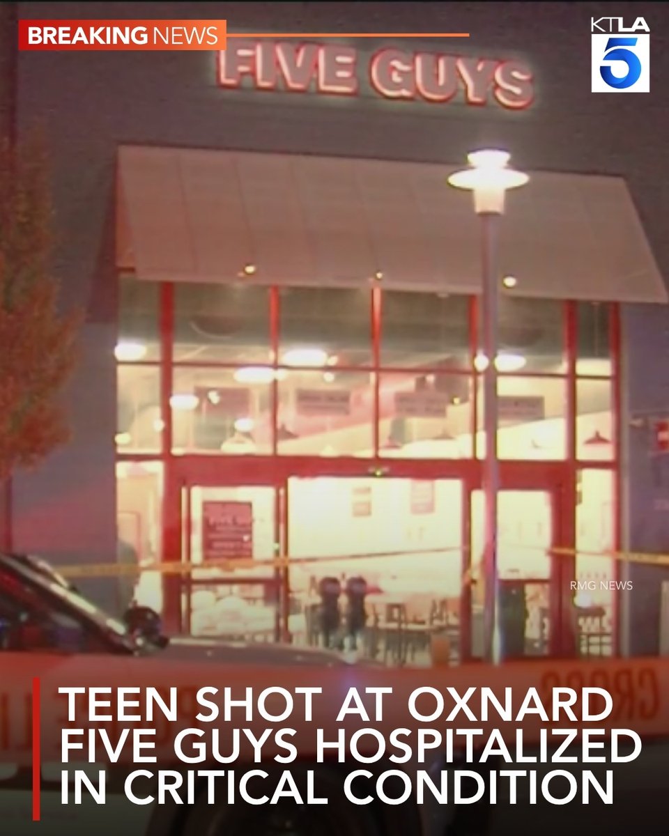 A 19-year-old is in critical condition after he was shot at a Five Guys restaurant in Oxnard. Police have not identified any suspects in the case
