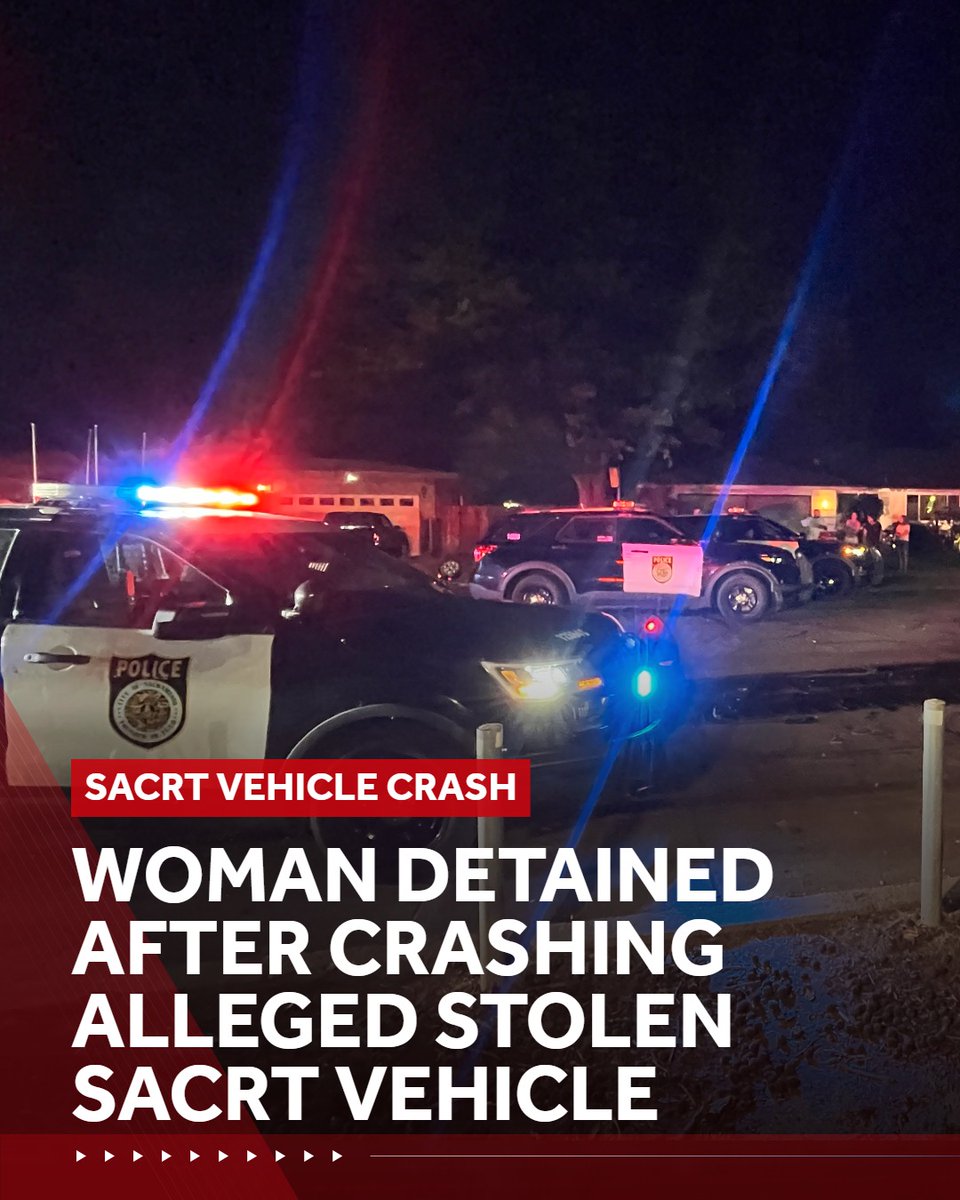A woman is in custody after she allegedly stole a SacRT vehicle and crashed it in Sacramento's River Park neighborhood Friday night, according to officials