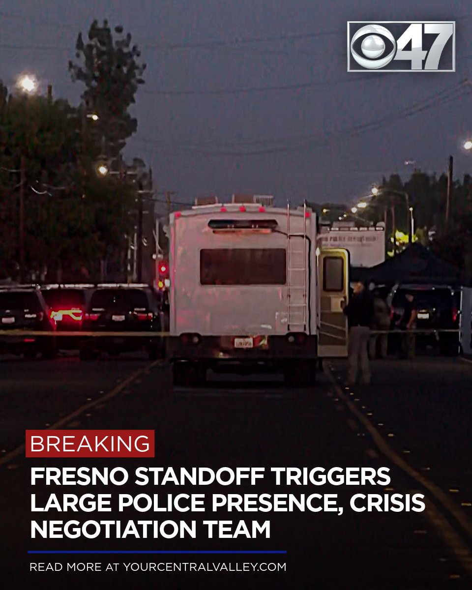 A large police presence is currently blocking a Fresno neighborhood