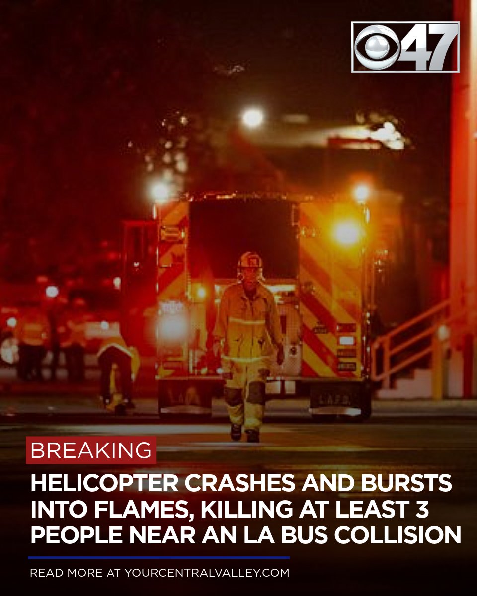 A news helicopter crashed in a Los Angeles neighborhood on Tuesday and burst into flames, killing at least three people near the scene of where an SUV had slammed into a city bus, officials said