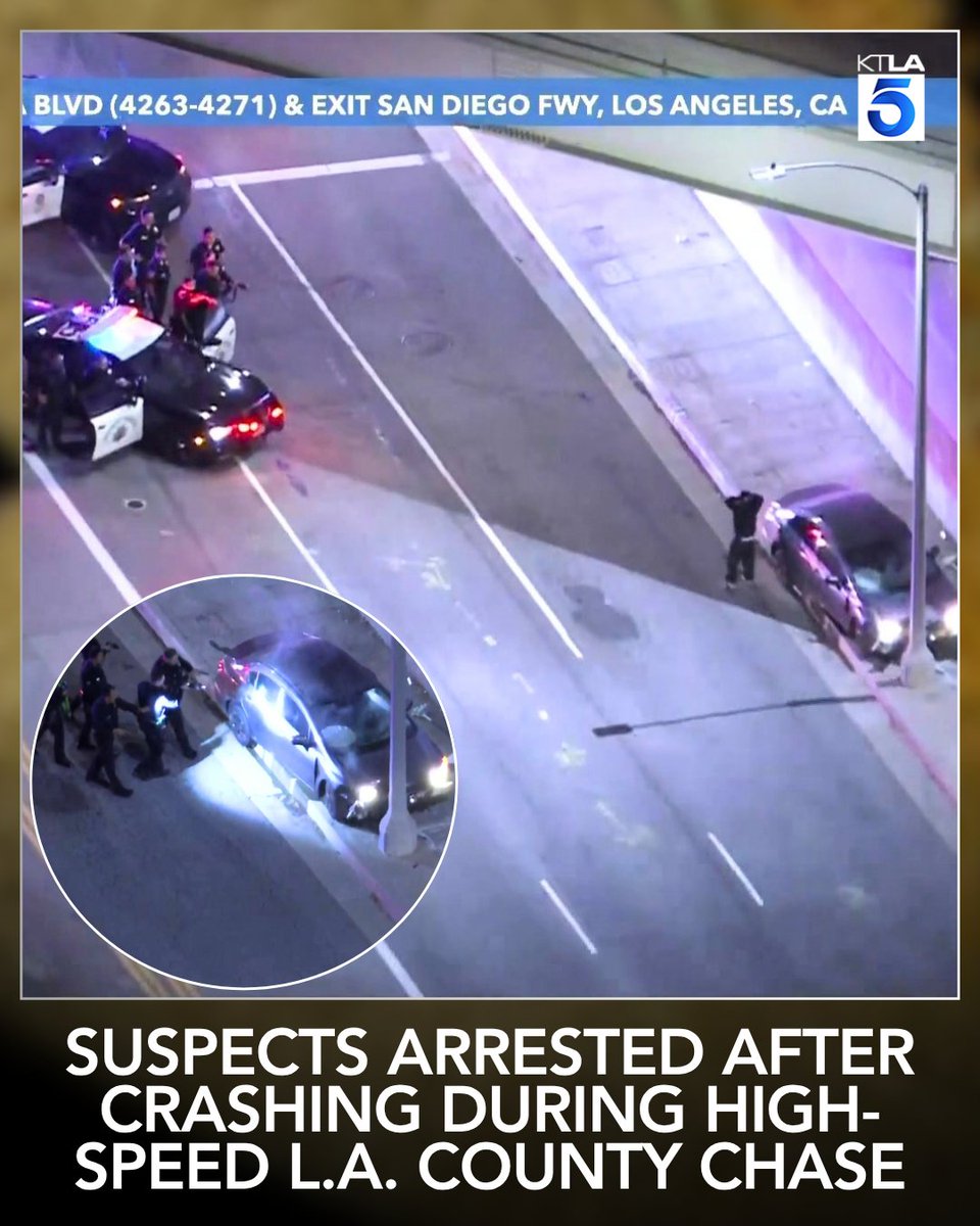 Two suspects were arrested after leading officers on a dangerous high-speed chase through L.A. County. Video: