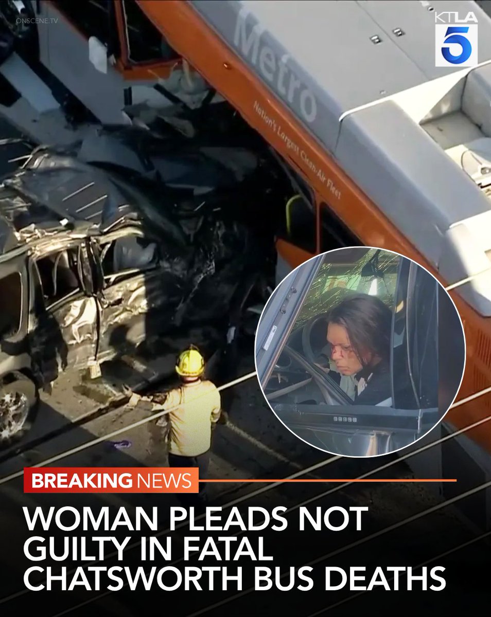 A 37-year-old Simi Valley woman charged with murder in a suspected DUI crash that killed two people and injured five others when she slammed her speeding SUV into a Metro bus full of passengers in Chatsworth pleaded not guilty Thursday