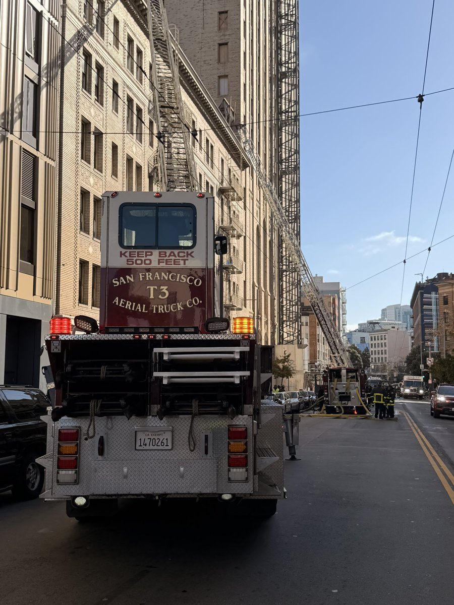 Working Fire at 100 block McAllister St, San Francisco. Fire under control. Traffic still affected. 2-4 units displaced, no injuries reported
