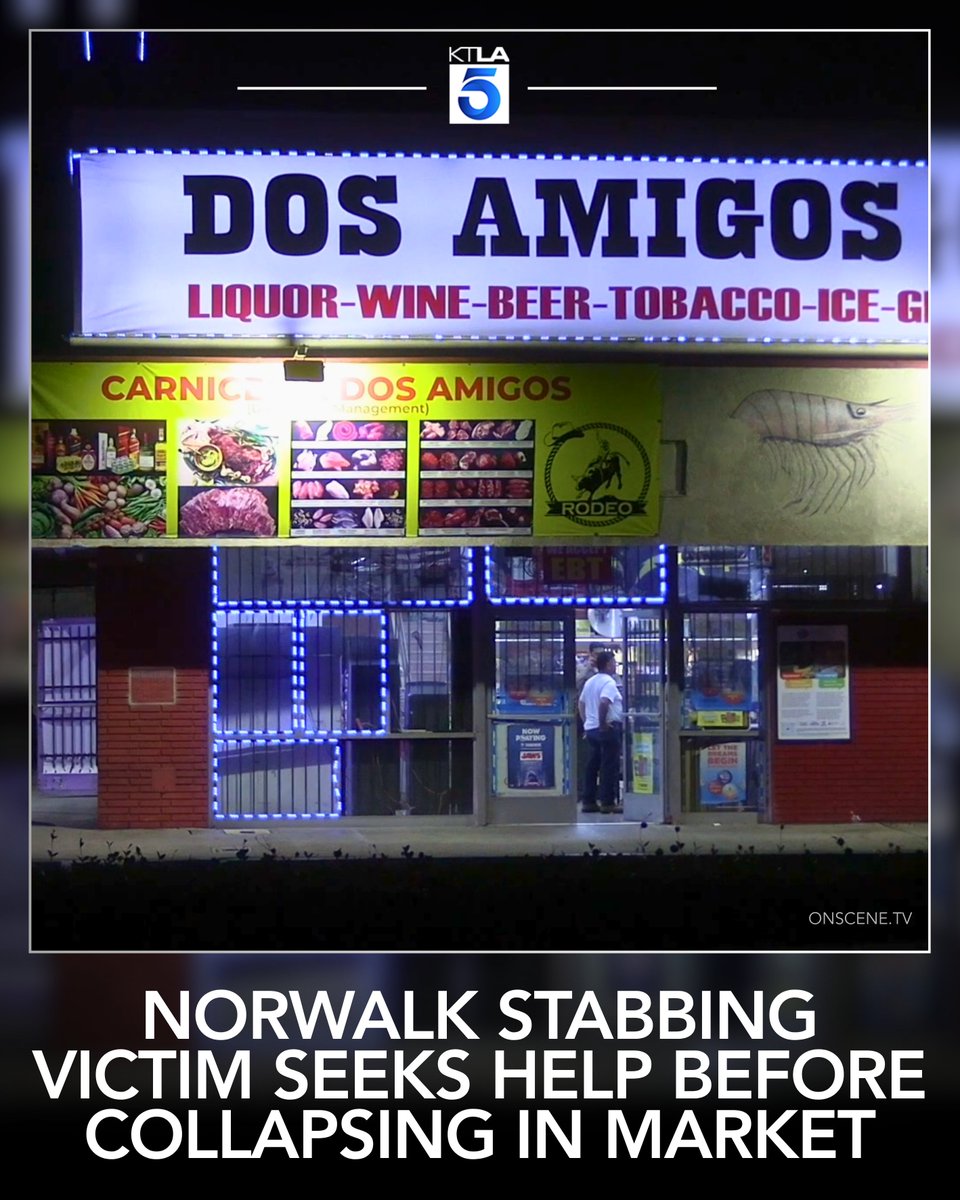 A wounded and bleeding man collapsed late Tuesday night after walking into a Norwalk market and asking for help