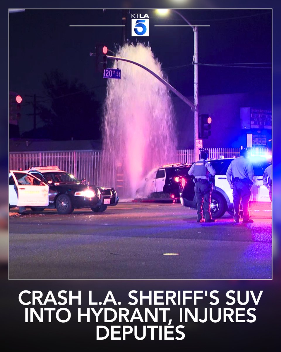 Two Los Angeles County sheriff's deputies were hospitalized following a crash with a Honda that sent their patrol vehicle careening into a fire hydrant
