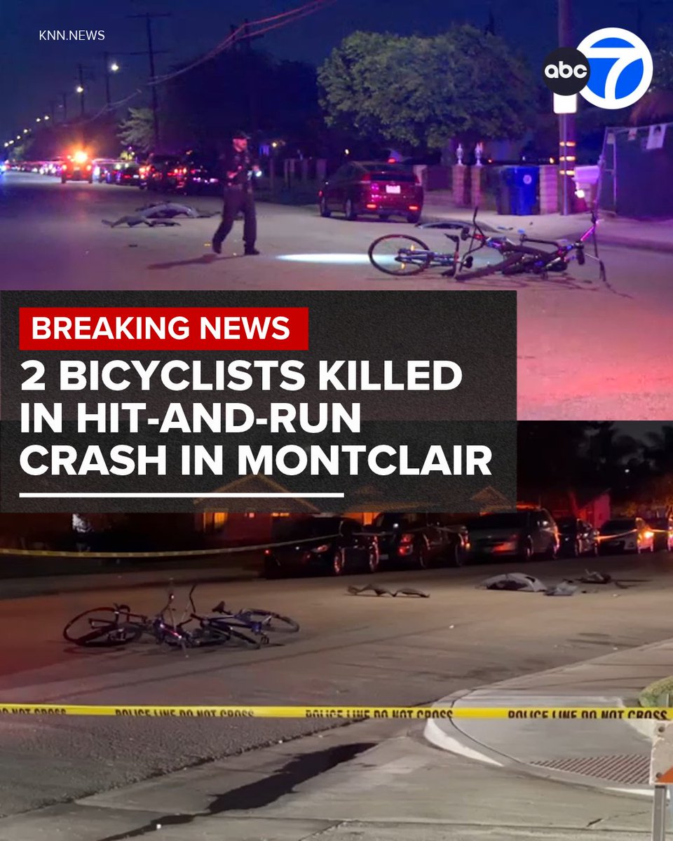 Two bicyclists were killed in a hit-and-run crash in Montclair overnight. A large group of bicyclists was on a Halloween-themed ride when a driver struck several riders and took off. He was later arrested